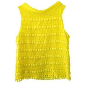 J Crew Yellow Sleeveless Top Collared Pompom‎ Size 2